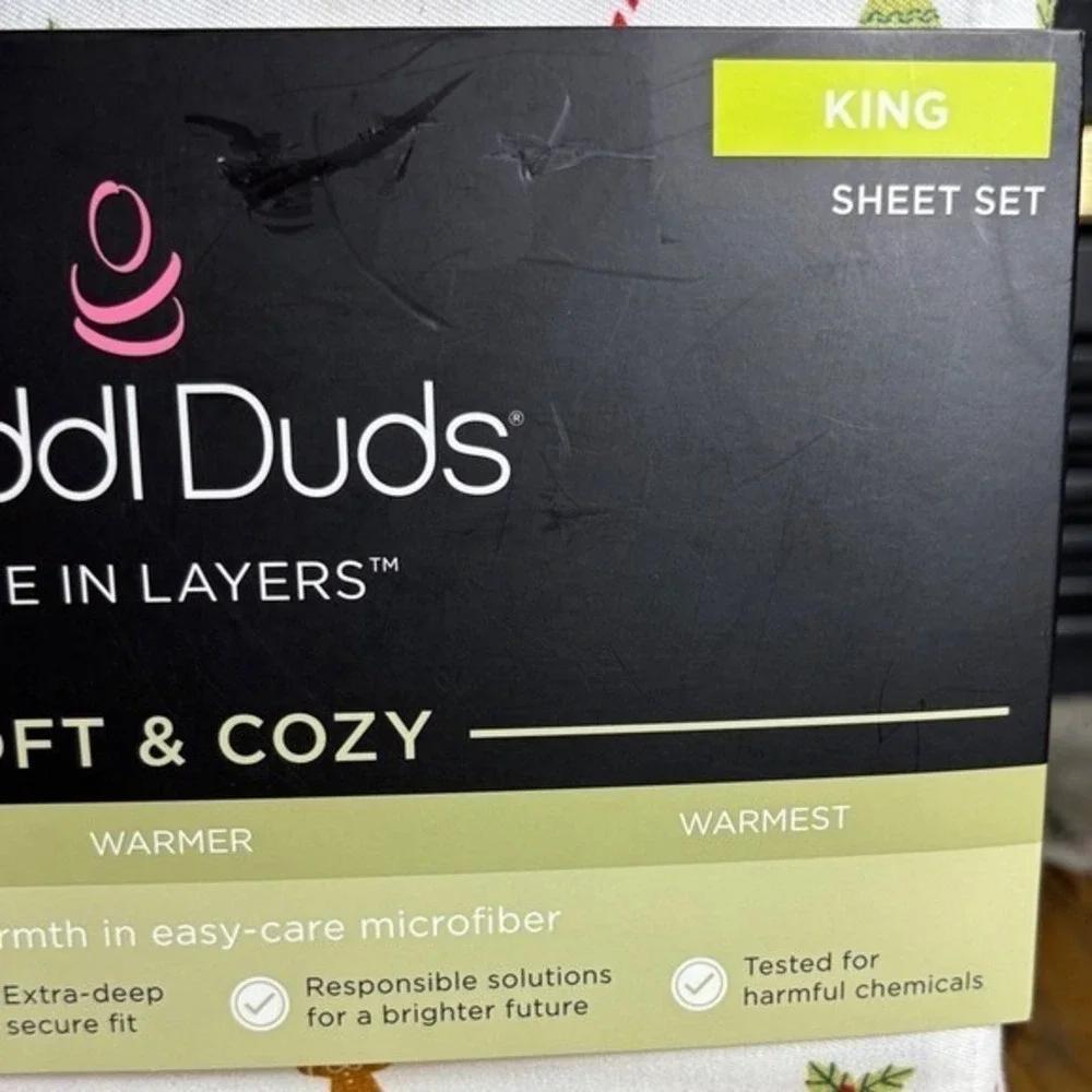 Cuddl Duds King Sheet Set Microfiber Christmas Dogs Adorable GIFT NEW